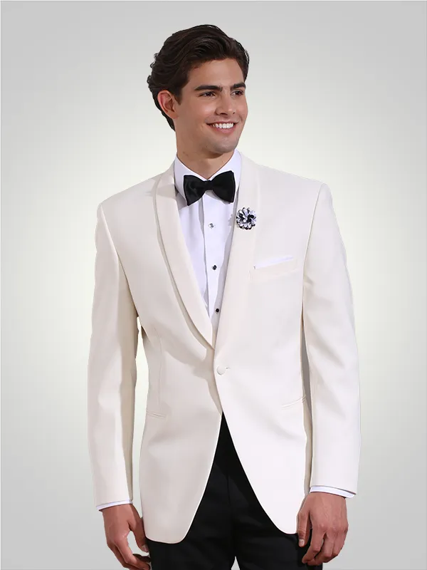 Man in Ike Behar Ivory Dinner Jacket